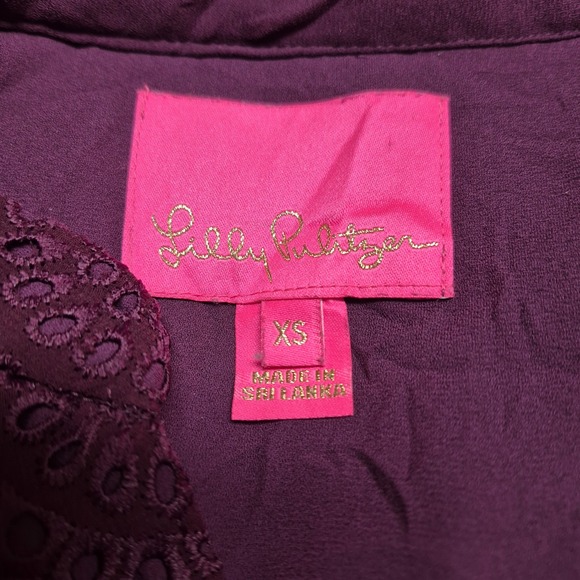 Lilly Pulitzer Womens XS Dress Winona Eyelet Long Sleeve Cherry Ganache Tiered - Picture 9 of 10
